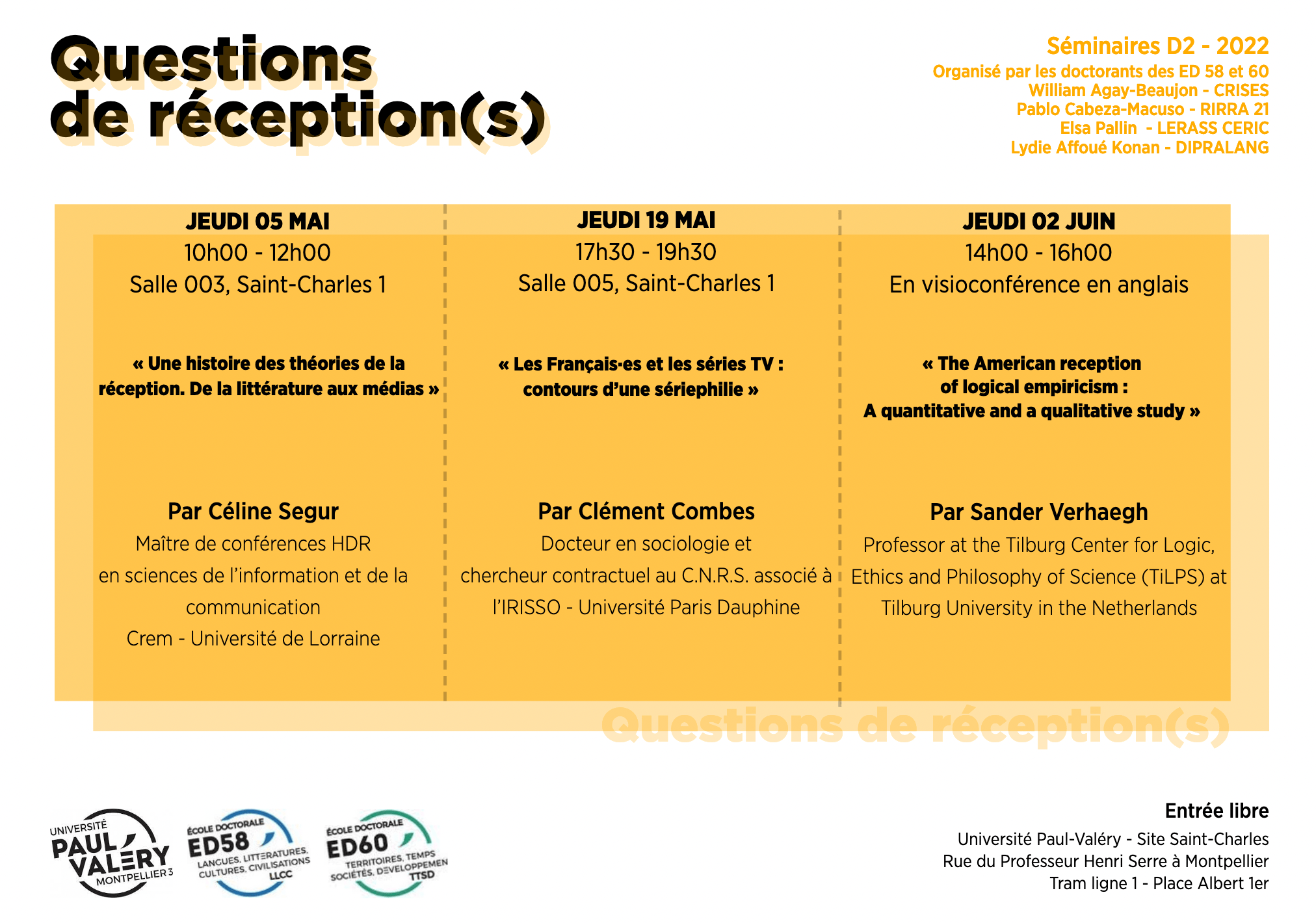 Affiche séminaires Question(s) de réception